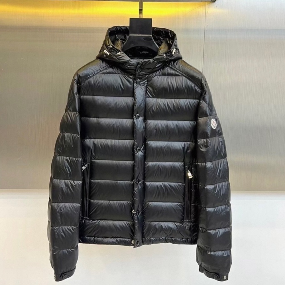 Moncler Glossy Black Puffer Jacket with Hood